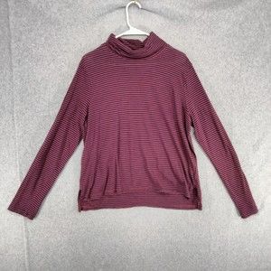 Madewell Turtleneck Top Womens Size XL Blue Red Striped Casual Long Sleeve